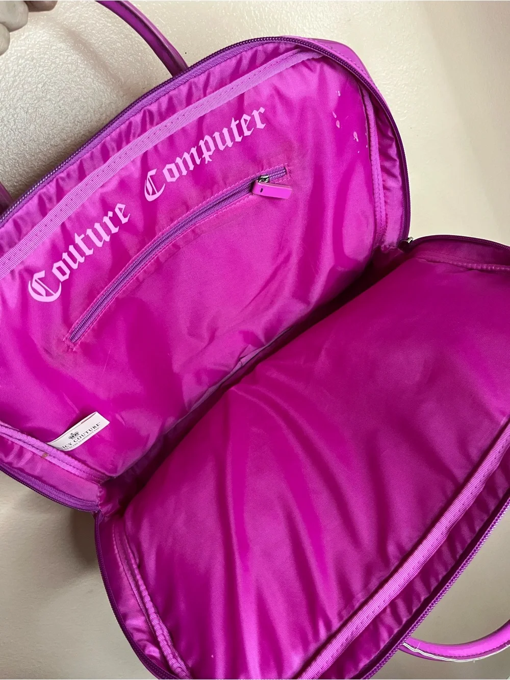 Juicy Couture Y2K Fuchsia Velvet Laptop Tote